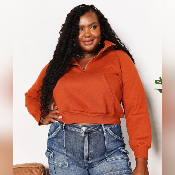 Double Take Half-Zip Long Sleeve Hoodie - Picture 11 of 12